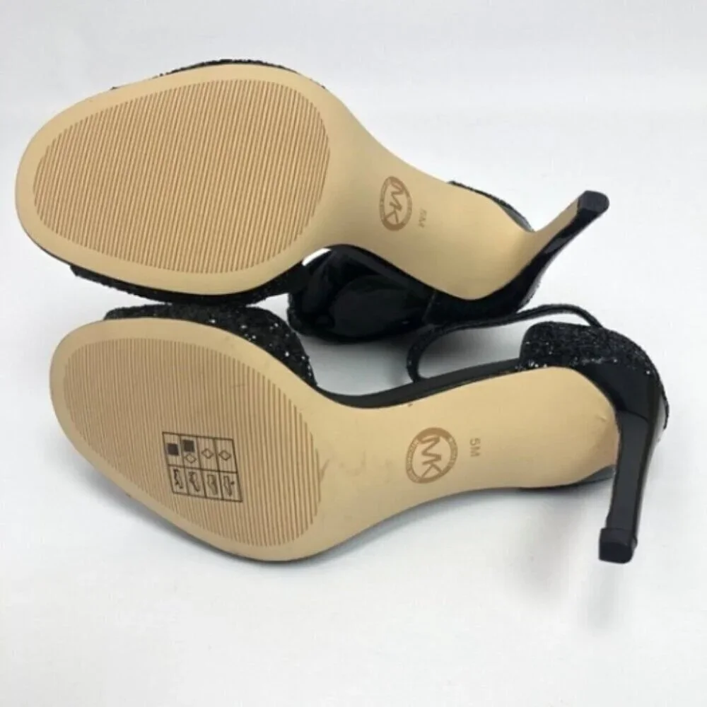 Michael Kors Womens Shelly Flex Dress Sandals Black Glitter 5M